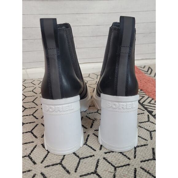 Sorel Brex Leather Chelsea Ankle Boots in Black/White, sz 6.5 - Picture 5 of 15